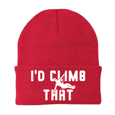 Climbing I'd Climb That Embroidered Beanie